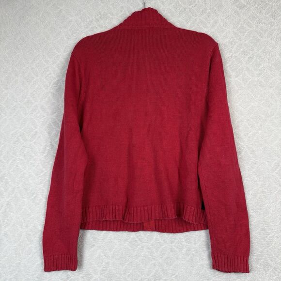 Vtg Holiday Sweater Womens L Red Full Zip Christmas Winter Snowman Grandma 90s - Picture 6 of 12